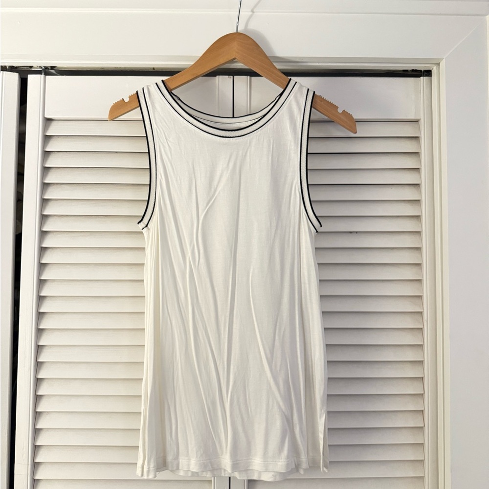 Banana Republic White Tank Top with Black Trim XS